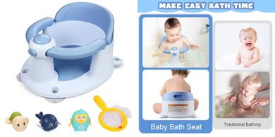 Safe & Secure Baby Bath Seat (Blue, 6+ Months)
