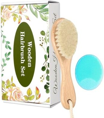 Baby Cradle Cap Brush: Soft Goat Bristle & Silicone Scrubber
