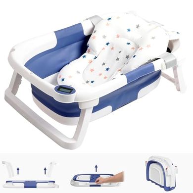 Portable Collapsible Baby Bath Tub with Cushion & Thermometer (0-36 months)
