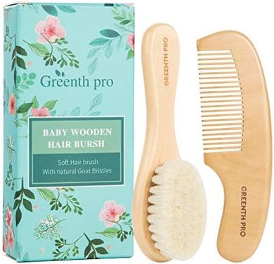 Nature Lotus Wood Baby Hair Brush & Comb Set for Cradle Cap
