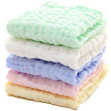 Soft Cotton Baby Washcloths (5-pack, 12x12") for Sensitive Skin
