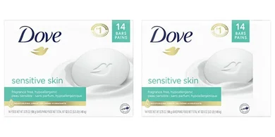 Dove Fragrance-Free Hypoallergenic Beauty Bars for Sensitive Skin
