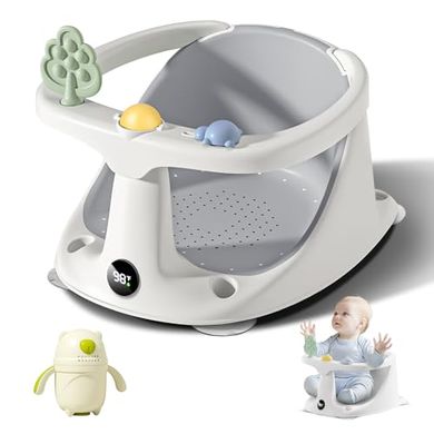 Coldew Baby Bath Seat: Safe, Non-Slip, Soft Cushion, Gray
