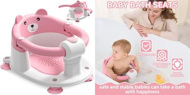 Safe Baby Bath Seat with Suction Cups & Cushion
