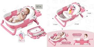 Foldable Baby Bath Tub with Temperature Monitor (0-36 months)