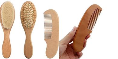 PandaEar Baby Hair Brush & Comb Set: Natural Wood, Soft Goat Bristles
