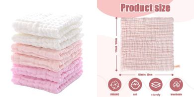 Soft Pink Baby Washcloths & Burp Cloths (6-pack)
