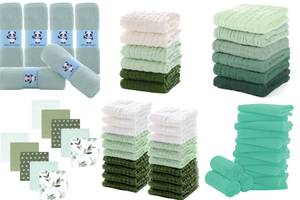 5 Soft Green Baby Washcloths