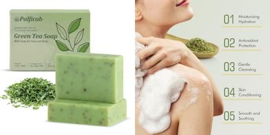 Moisturizing Green Tea & Coconut Soap Bars (2-pack), Christmas Gift
