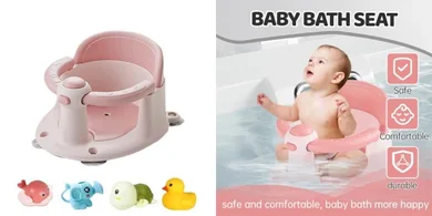 Foldable Baby Bath Seat with Suction Cups (Pink)