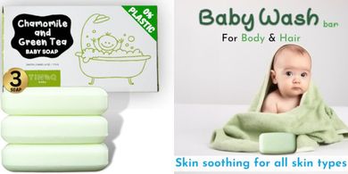 Organic Baby Soap Bars with Chamomile & Green Tea (3-Pack)
