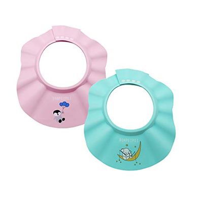 Soft Baby Shampoo Caps (2-pack): Adjustable, Waterproof Bath Visors
