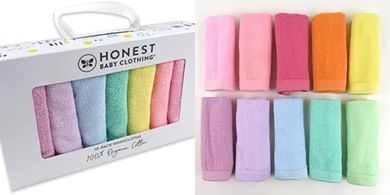 HonestBaby Organic Cotton Washcloths (10-Pack, Rainbow Pinks)
