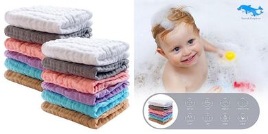 Soft Baby Muslin Washcloths (12-pack, 10x10")
