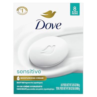 Dove Sensitive Skin Beauty Bar: Fragrance-Free, Hypoallergenic (8 bars)
