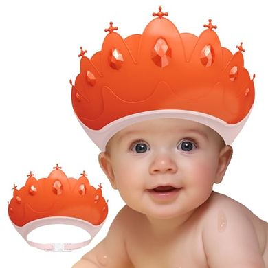 Baby Shower Cap: Eye & Ear Protection, Fun Crown Design (Red)
