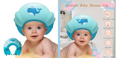 Cute Whale Baby Shower Cap: Eye & Ear Protection (0-9 years)
