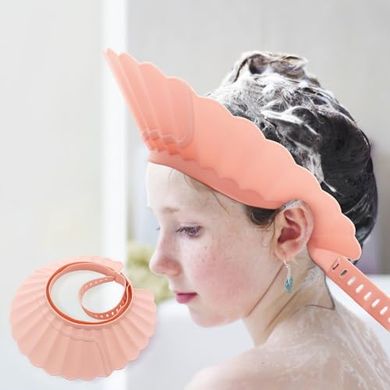 Pink Silicone Baby Shower Cap: Soft, Adjustable Bath Hat
