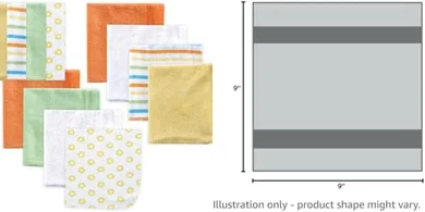 Luvable Friends Baby Washcloths: Soft Cotton, Yellow Stripe