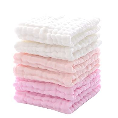 Soft Pink Baby Washcloths & Burp Cloths (6-pack)
