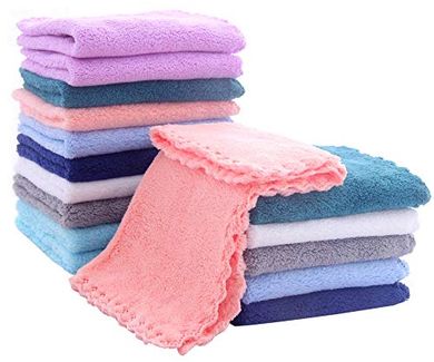 16 Soft, Absorbent Baby Washcloths (Coral Fleece, 10x10")
