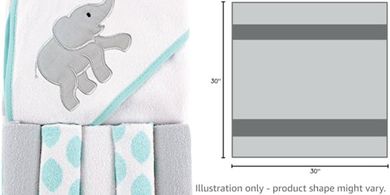 Luvable Friends Baby Hooded Towel & Washcloths Set (Ikat Elephant)
