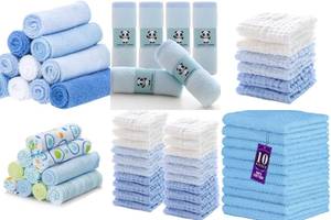 5 Soft Blue Baby Washcloths