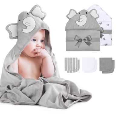 Momcozy 8-Piece Baby Hooded Towel & Washcloth Gift Set
