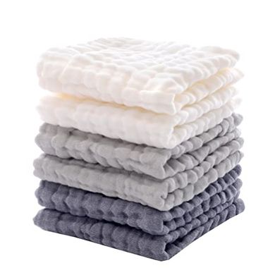 Soft Baby Washcloths (6-pack, 12x12", Grey)
