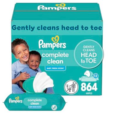 Pampers Complete Clean Baby Wipes (864 count, 12 packs)
