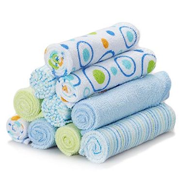 Soft Terry Washcloths for Newborns (10-Pack, Blue)
