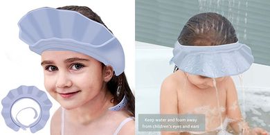 Adjustable Silicone Shower Cap for Babies & Kids (Blue)
