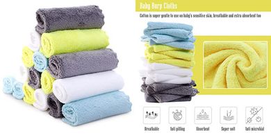 Ultra-Soft Baby Washcloths: 16 Plush, Absorbent Cloths (9x9")
