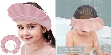 Adjustable Silicone Shower Cap for Babies and Kids (Pink)
