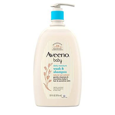 Aveeno Baby Daily Moisture Wash & Shampoo: Hypoallergenic, Tear-Free, Oat Extract
