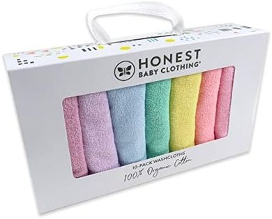 Honest Baby Organic Cotton Washcloths (Rainbow Pink, 10-Pack)
