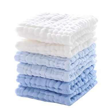 Soft Baby Washcloths (6-pack, 12x12", Blue)
