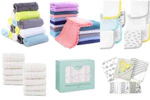 5 Adorable Baby Washcloths with Ribbons