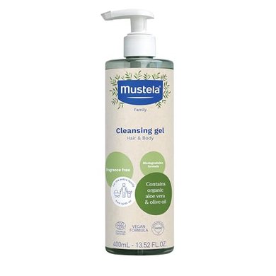Mustela Organic Cleansing Gel: Hair & Body Wash (Olive & Aloe, Fragrance-Free)