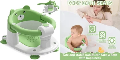 Safe Baby Bath Seat with Suction Cups & Cushion