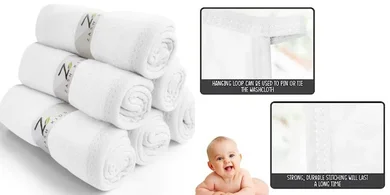 6 Bamboo Viscose Baby Washcloths: Soft, Absorbent, Reusable