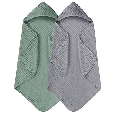 Yoofoss Hooded Muslin Baby Towels (2-pack, large, soft)