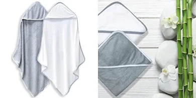 Ultra-Soft Bamboo Rayon Hooded Baby Bath Towels (2-Pack)