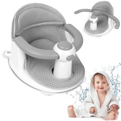 Baby Bath Seat with Back Support (6-24 Months, Deep Grey)